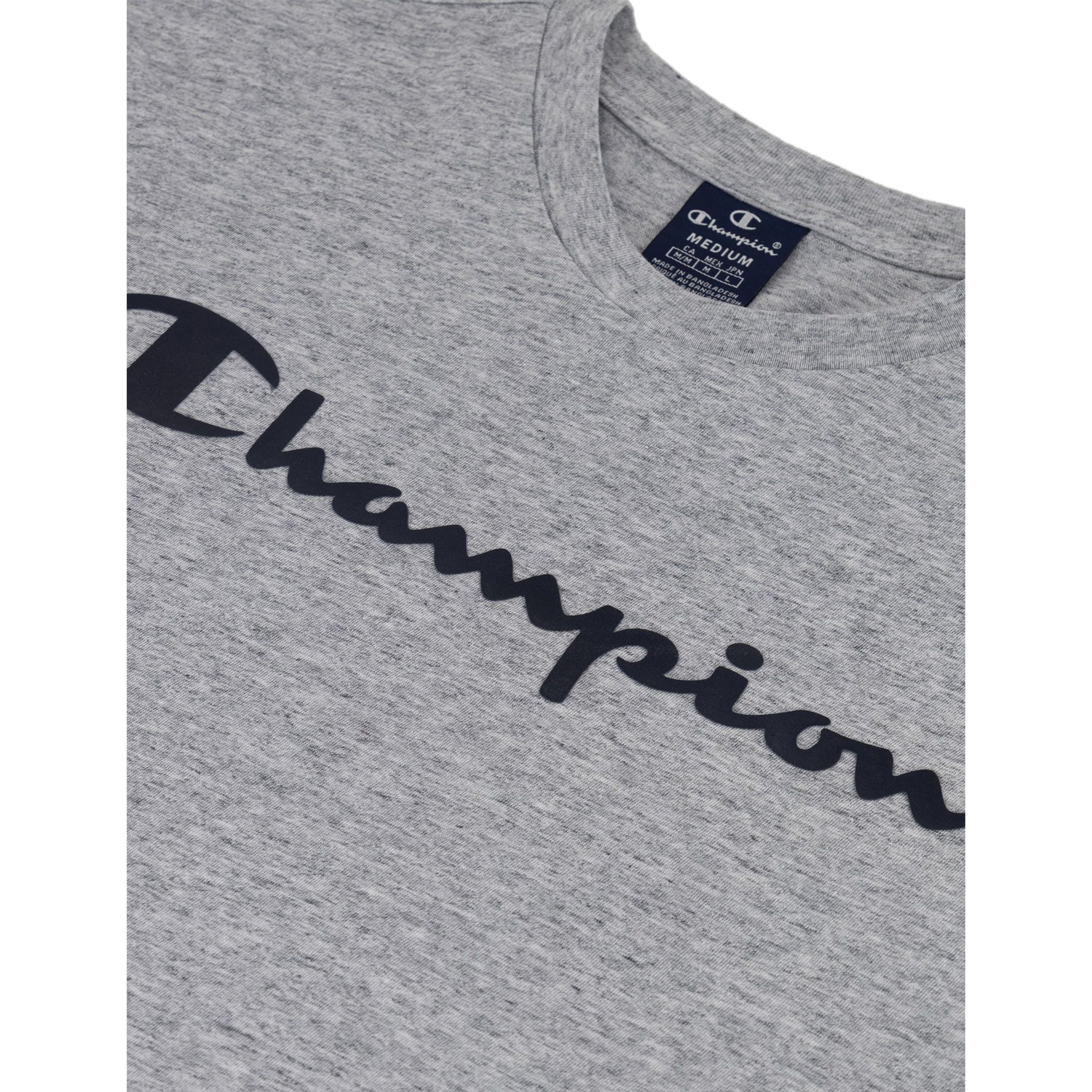 Champion Rundhals-T-Shirt aus Baumwolle mit Logo-Schriftzug hellgrau