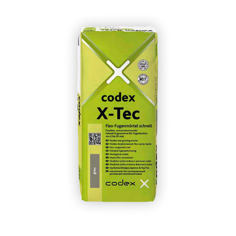 codex X-TEC Zement-Fugenmörtel 12,5 kg (ABVERKAUF) Silbergrau
