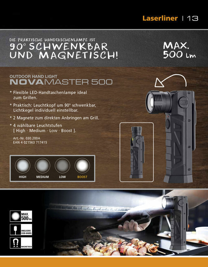 Umarex Laserliner NovaMaster 500 Taschenlampe mit Taschenclip