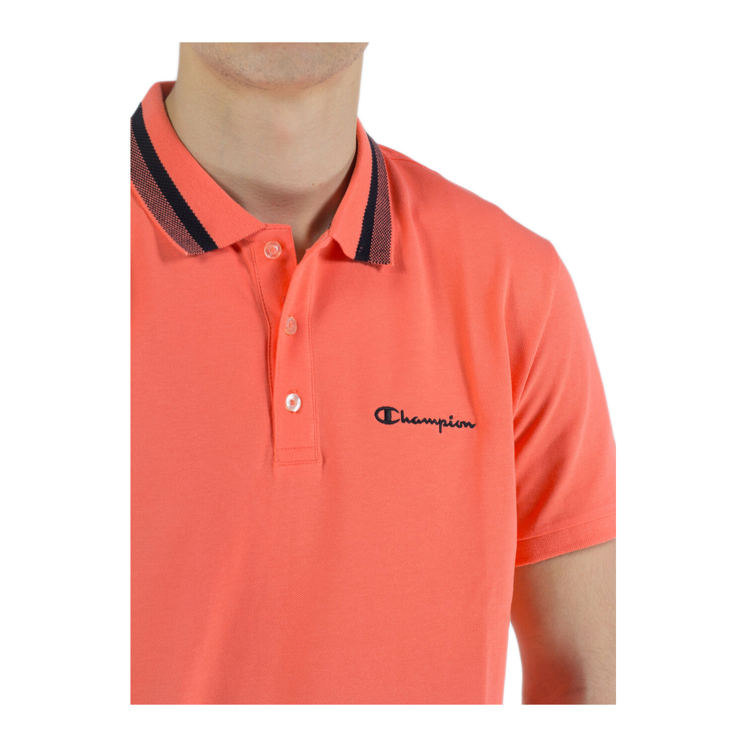 Champion Poloshirt mit Streifendetails am Kragen orange (ABVERKAUF)