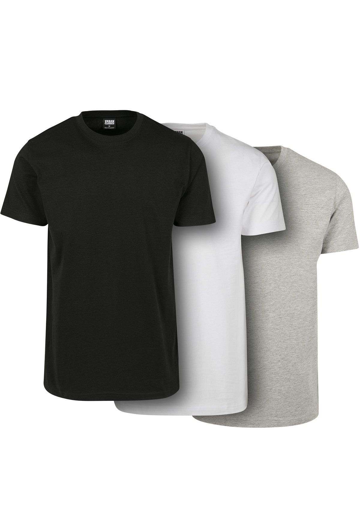 URBAN CLASSICS Basic T-Shirts 3-Pack schwarz weiß grau M