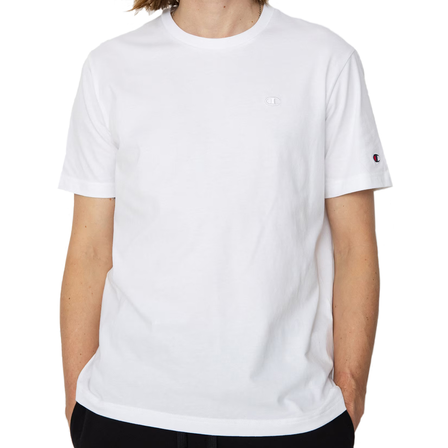 Champion Baumwoll-T-Shirt im Comfort Fit mit Stickerei weiss