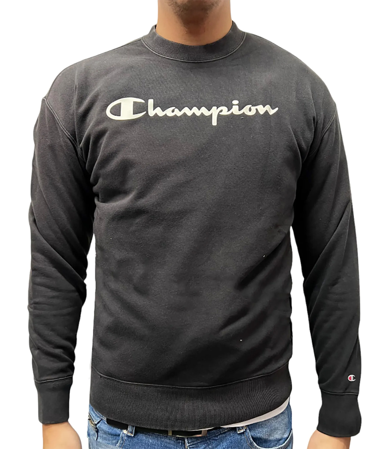 Champion Sweatshirt French Terry Logo schwarz