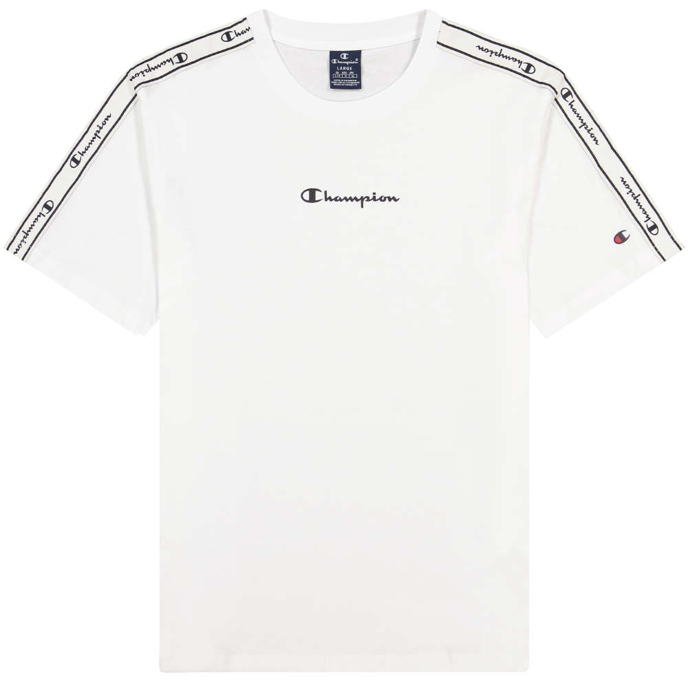 Champion Rundhals T-Shirt mit weißen Seitenstreifen Weiß M