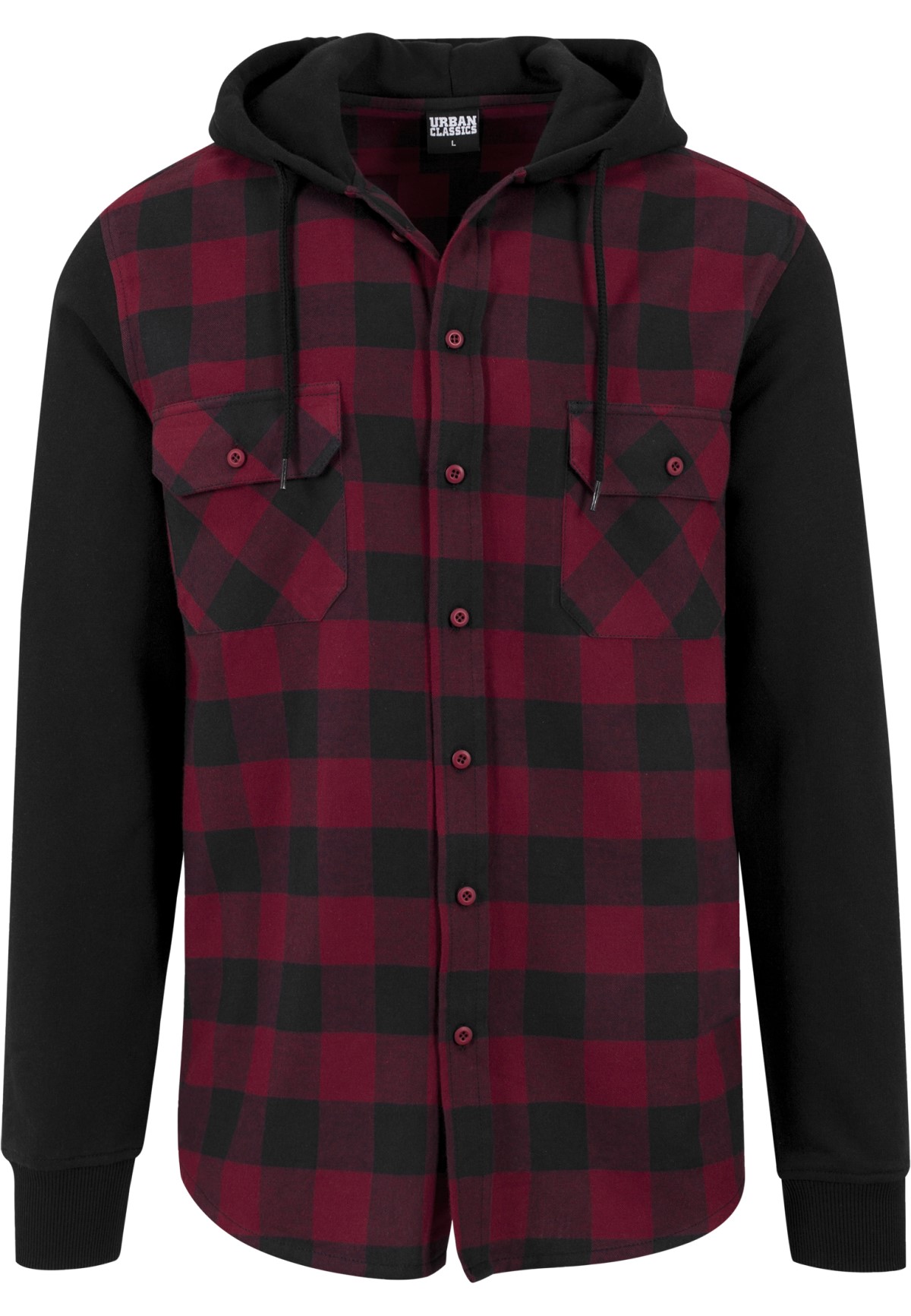 URBAN CLASSICS Hooded Checked Flanell schwarz rot XXL