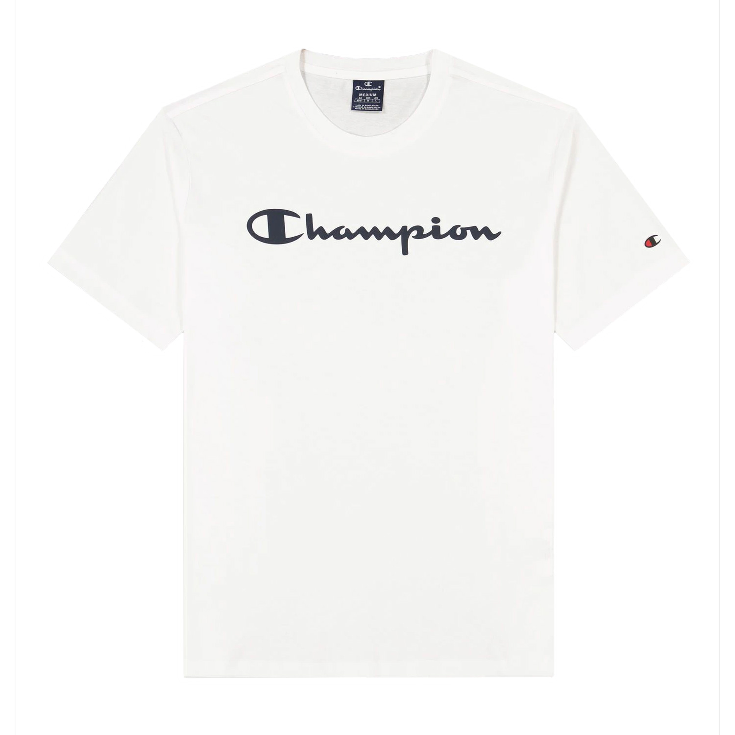 Champion Rundhals-T-Shirt aus Baumwolle mit Logo-Schriftzug weiss