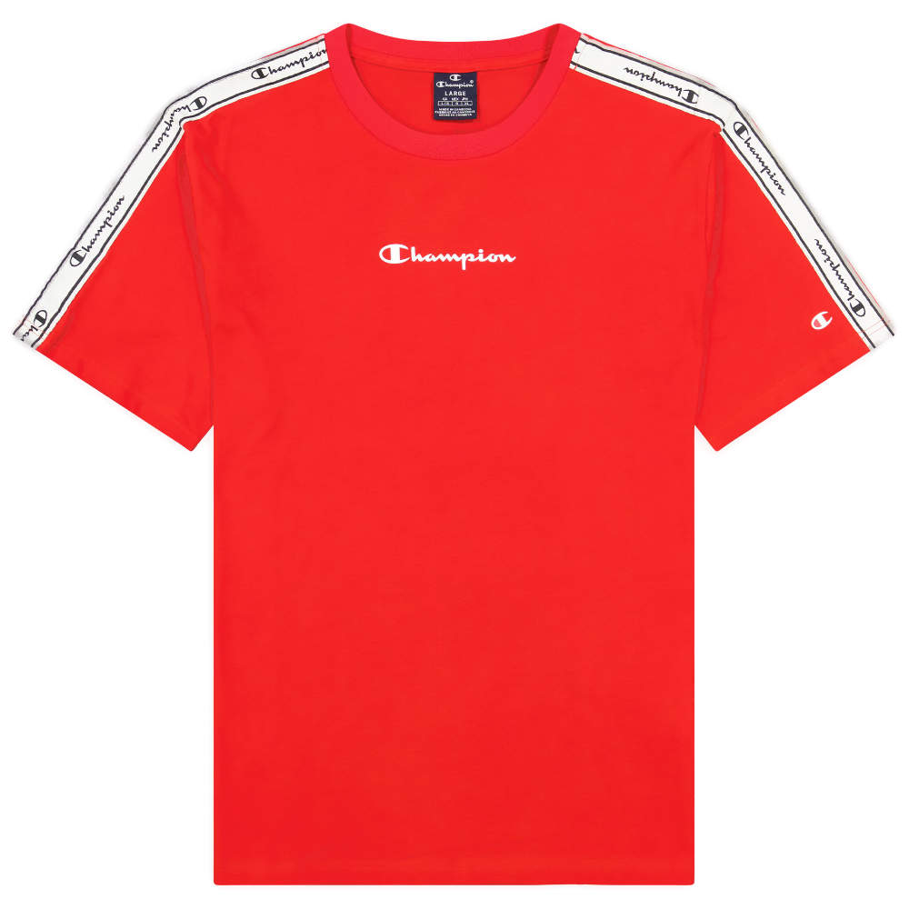 Champion Rundhals T-Shirt mit weißen Seitenstreifen Rot M