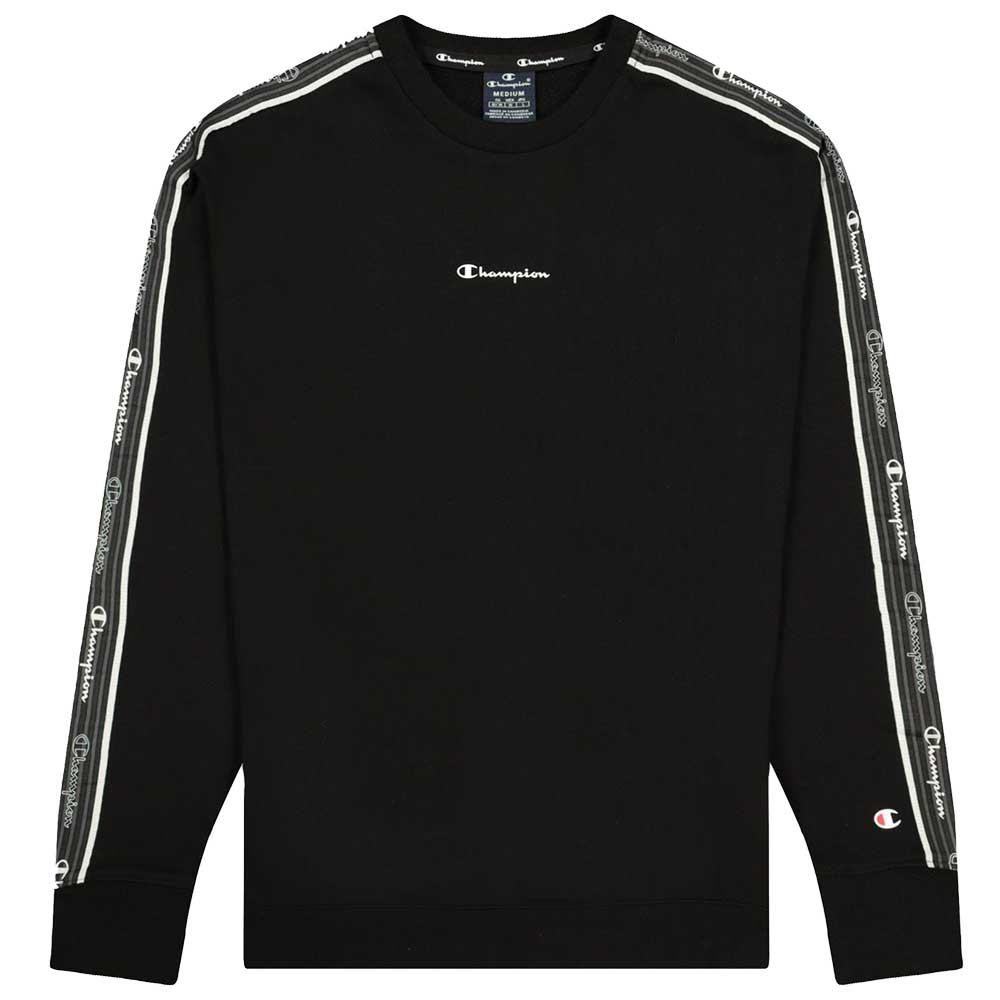 Champion Crewneck Sweatshirt mit schwarzen Seitenstreifen schwarz M