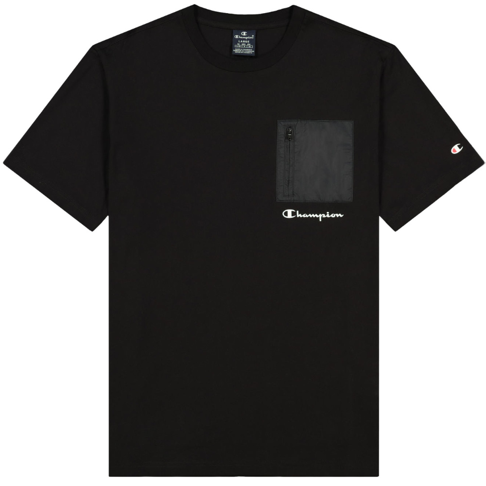 Champion Crewneck T-Shirt mit aufgesetzter Tasche (ABVERKAUF) schwarz S