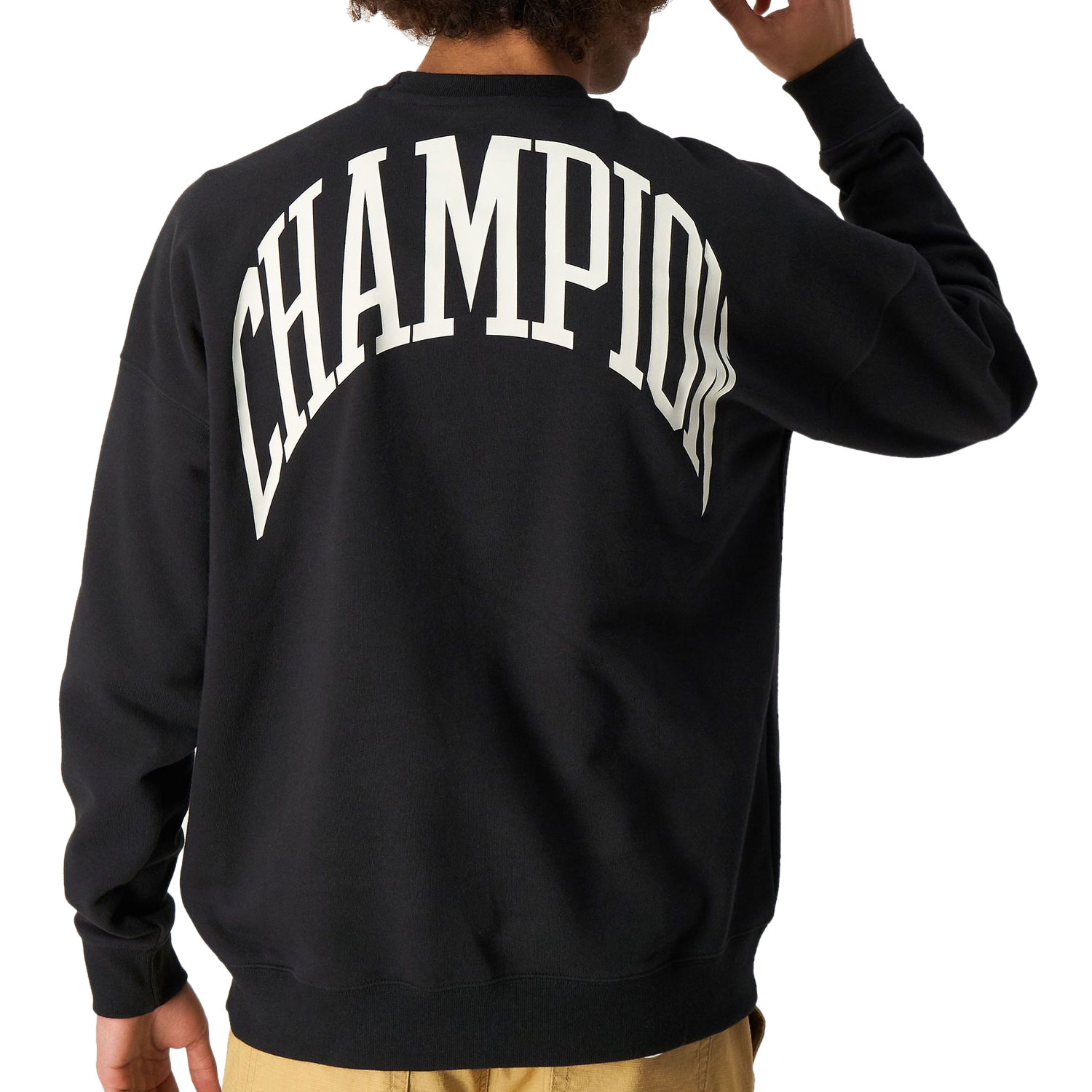 Champion Sweatshirt aus Baumwollmischung mit Logo im College-Stil schwarz