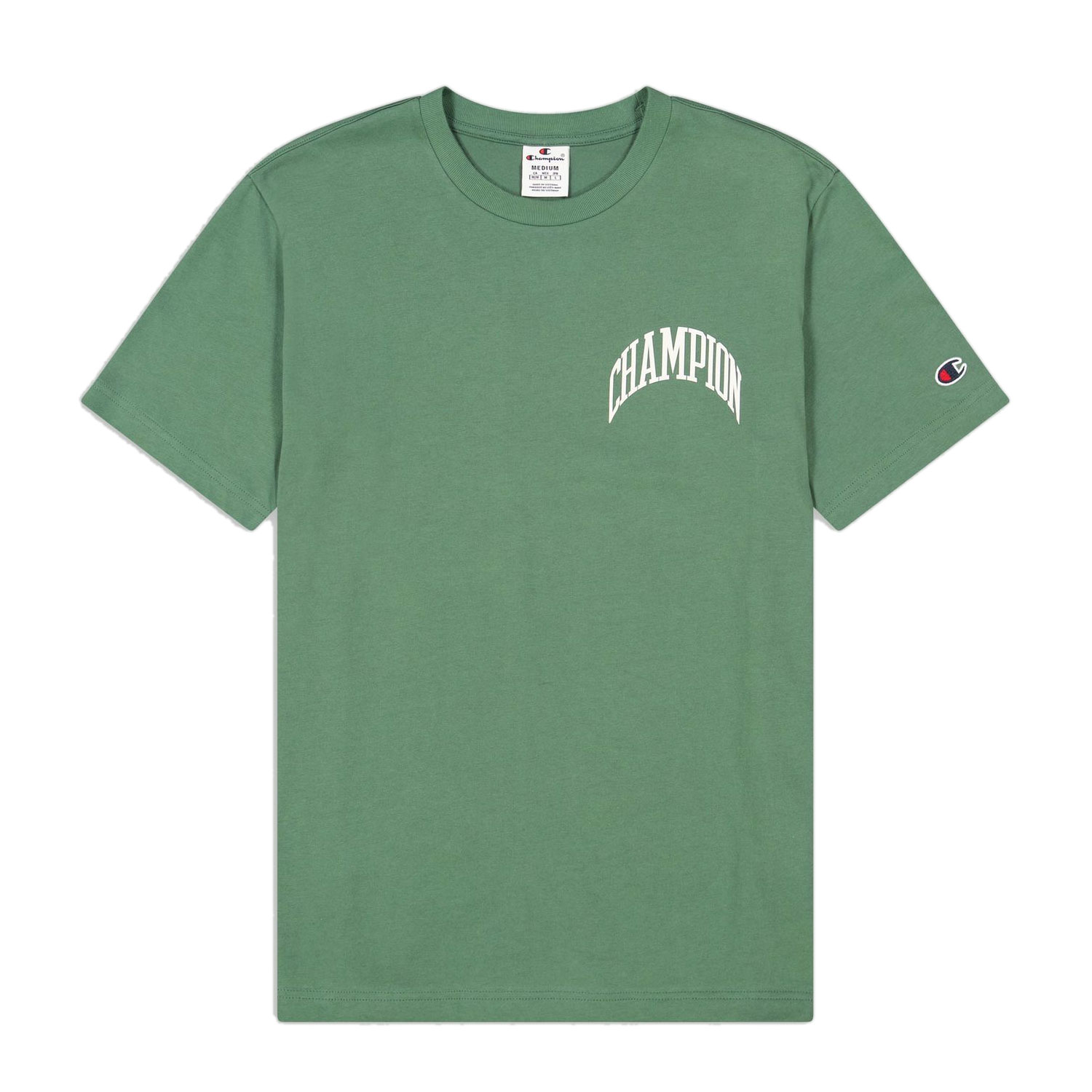 Champion Rundhals T-Shirt aus Baumwolle mit Logo im College-Stil laubgrün