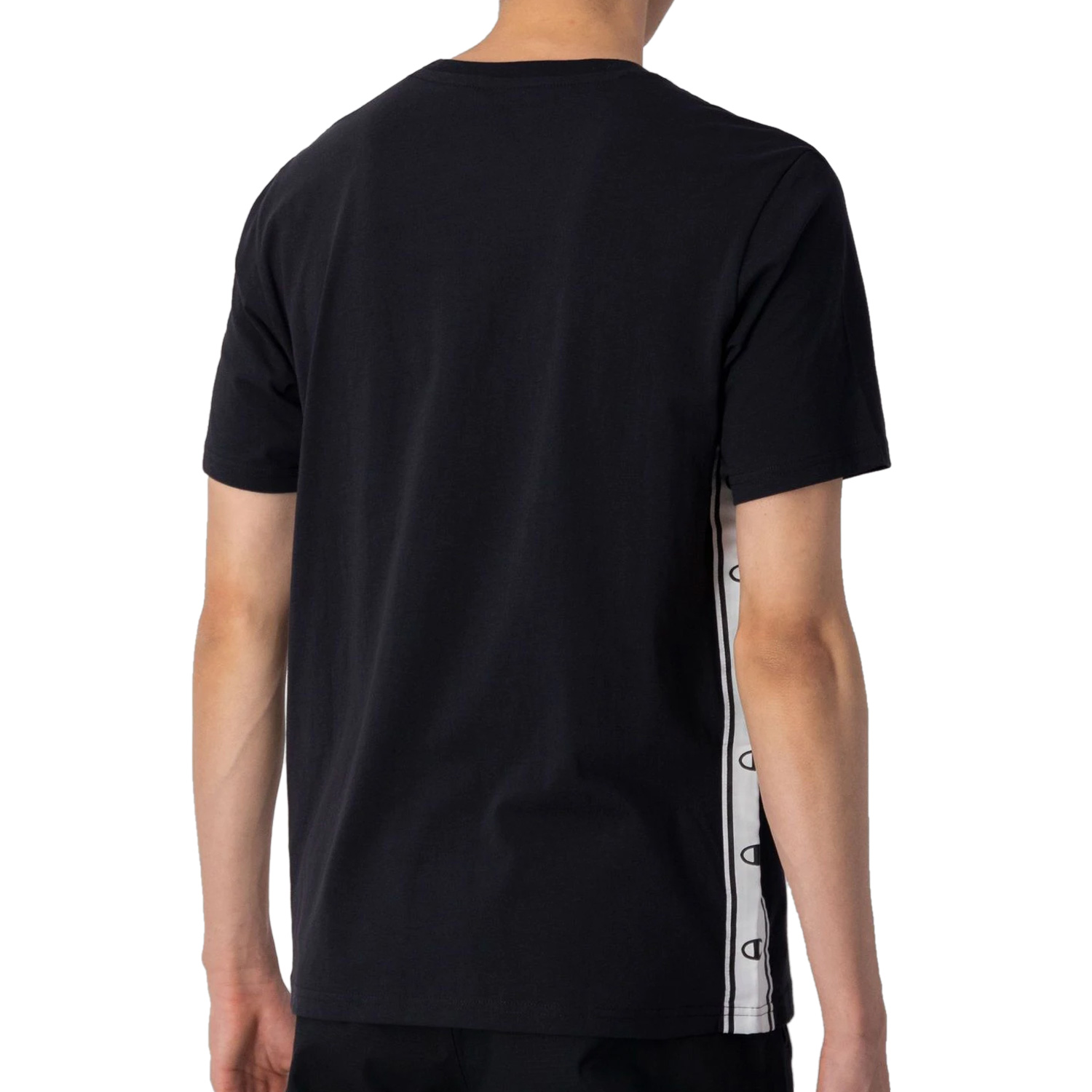 Champion Baumwoll-T-Shirt mit seitlichem Logoband schwarz