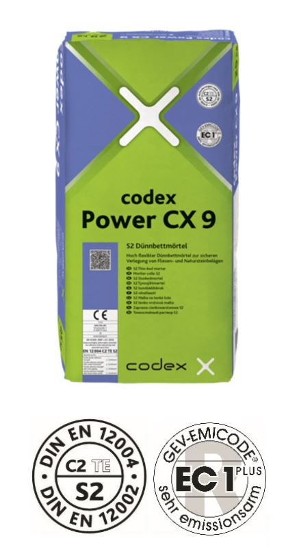 codex Power CX 9 Dünnbettmörtel S2 Hellgrau 25 kg 