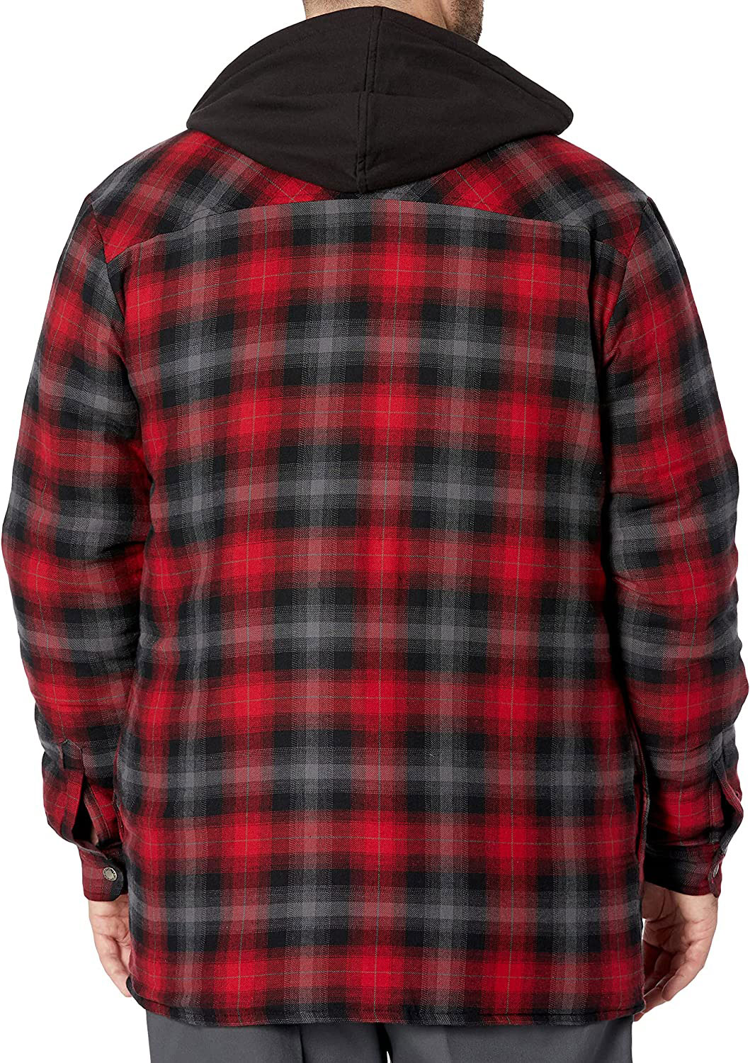 Dickies Fleece Hooded Flannel Jacket rot-schwarz kariert (ABVERKAUF)