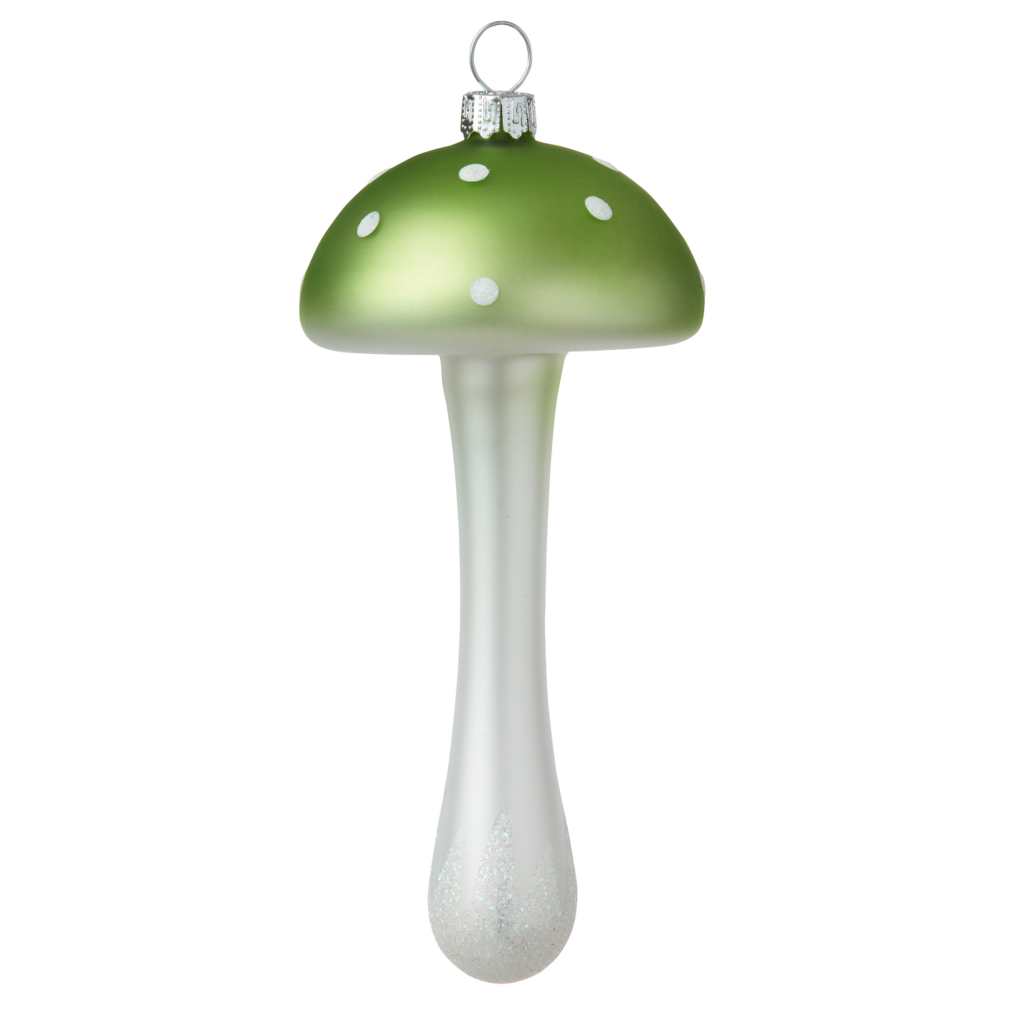 Bungalow Weihnachtsbaumschmuck Glas Pilz H13 cm grün-weiß 
