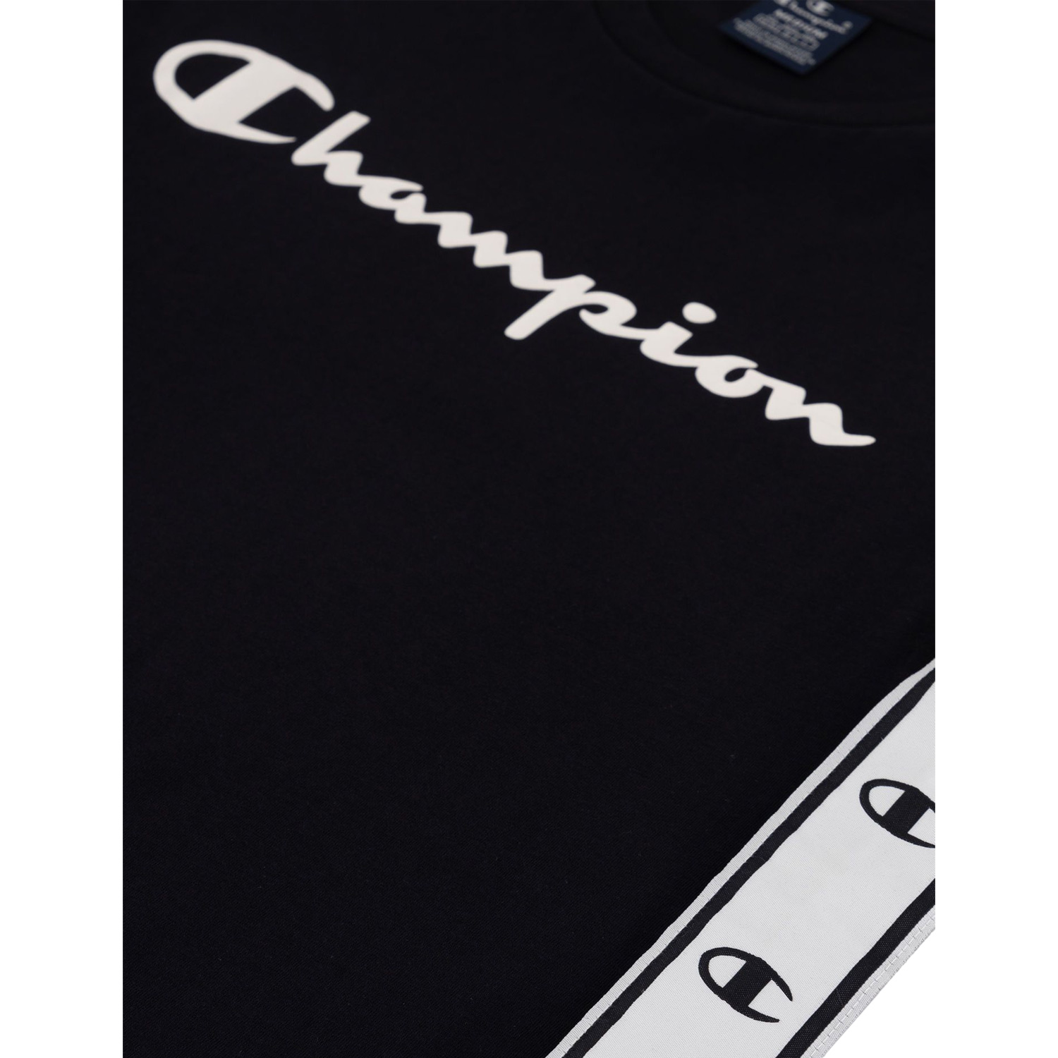 Champion Baumwoll-T-Shirt mit seitlichem Logoband schwarz