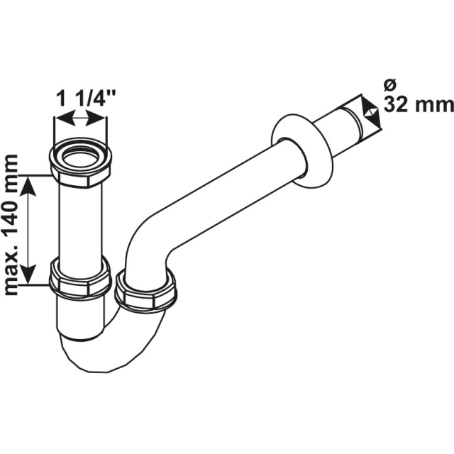 Conmetall Rezyklat Waschtisch-Röhren-Geruchverschluss Grau 32 mm
