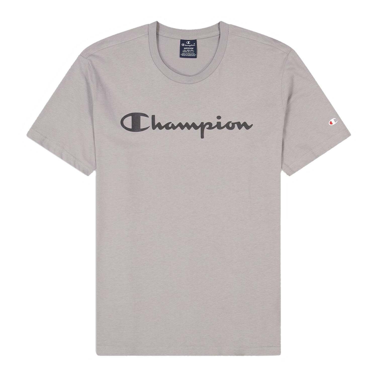 Champion Baumwoll-T-Shirt mit seitlichem Logoband grau
