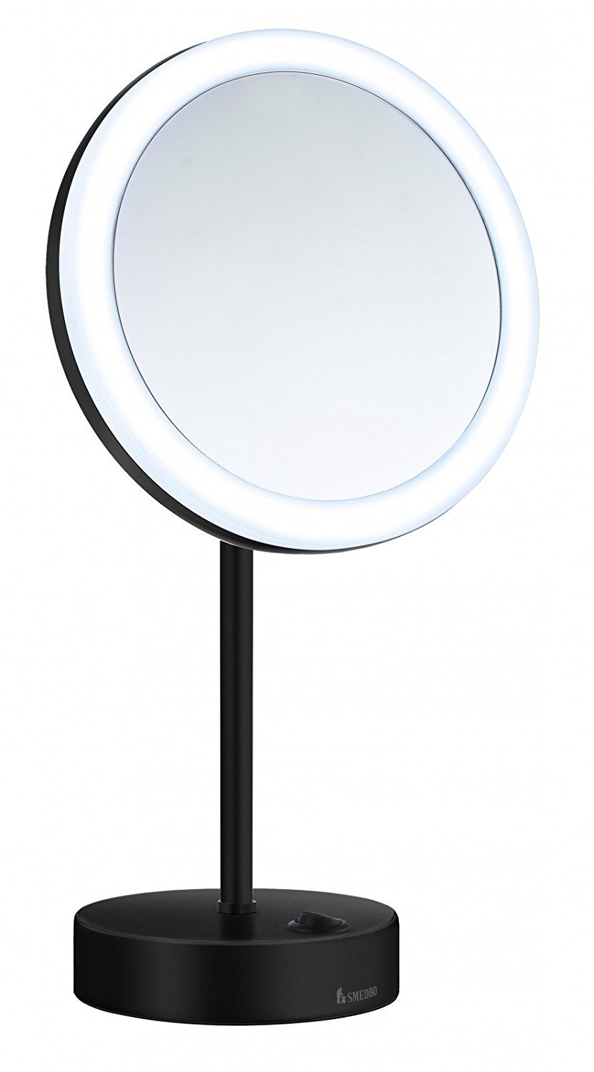 Smedbo OUTLINE Kosmetikspiegel Dual LED 5-fach Ø20cm (FK484EBP) schwarz