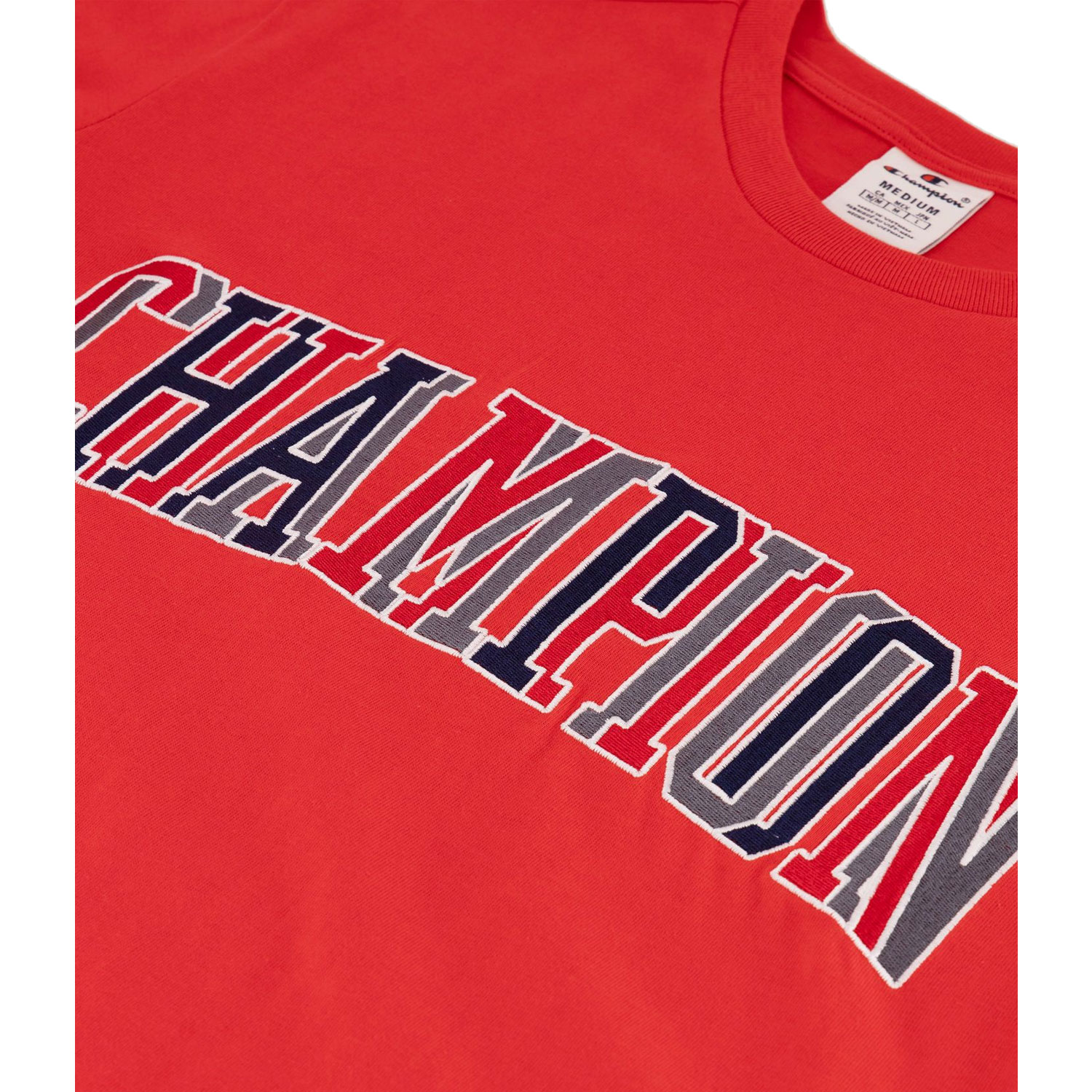 Champion Baumwoll-T-Shirt mit mehrfarbigem Logo im Colleg-Stil rot (ABVERKAUF)