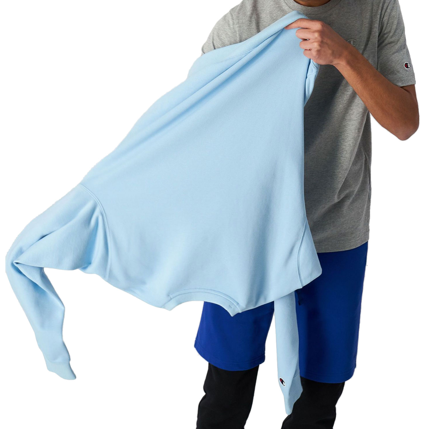 Champion Sweatshirt aus schwerer Baumwolle mit Ton-in-Ton-Stickerei hellblau