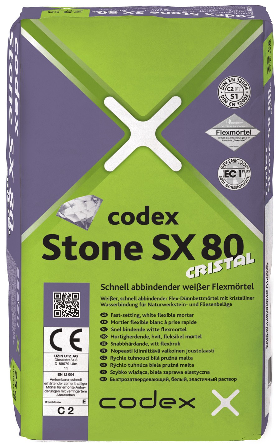 codex Stone SX 80 Cristal Flex-Dünnbettmörtel weiß - 5kg 