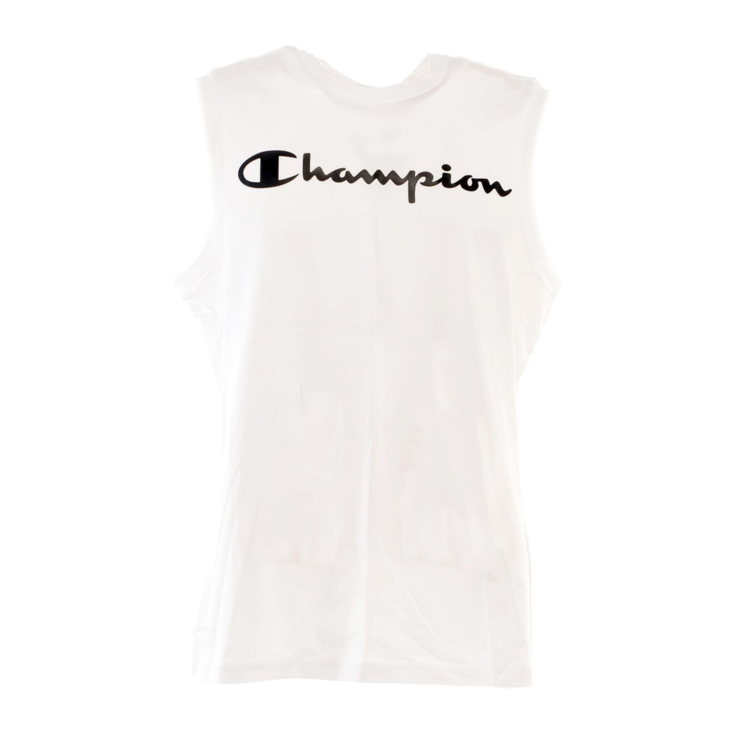 Champion Ärmelloses Shirt aus Baumwollmischung mit Logo-Schriftzug weiss