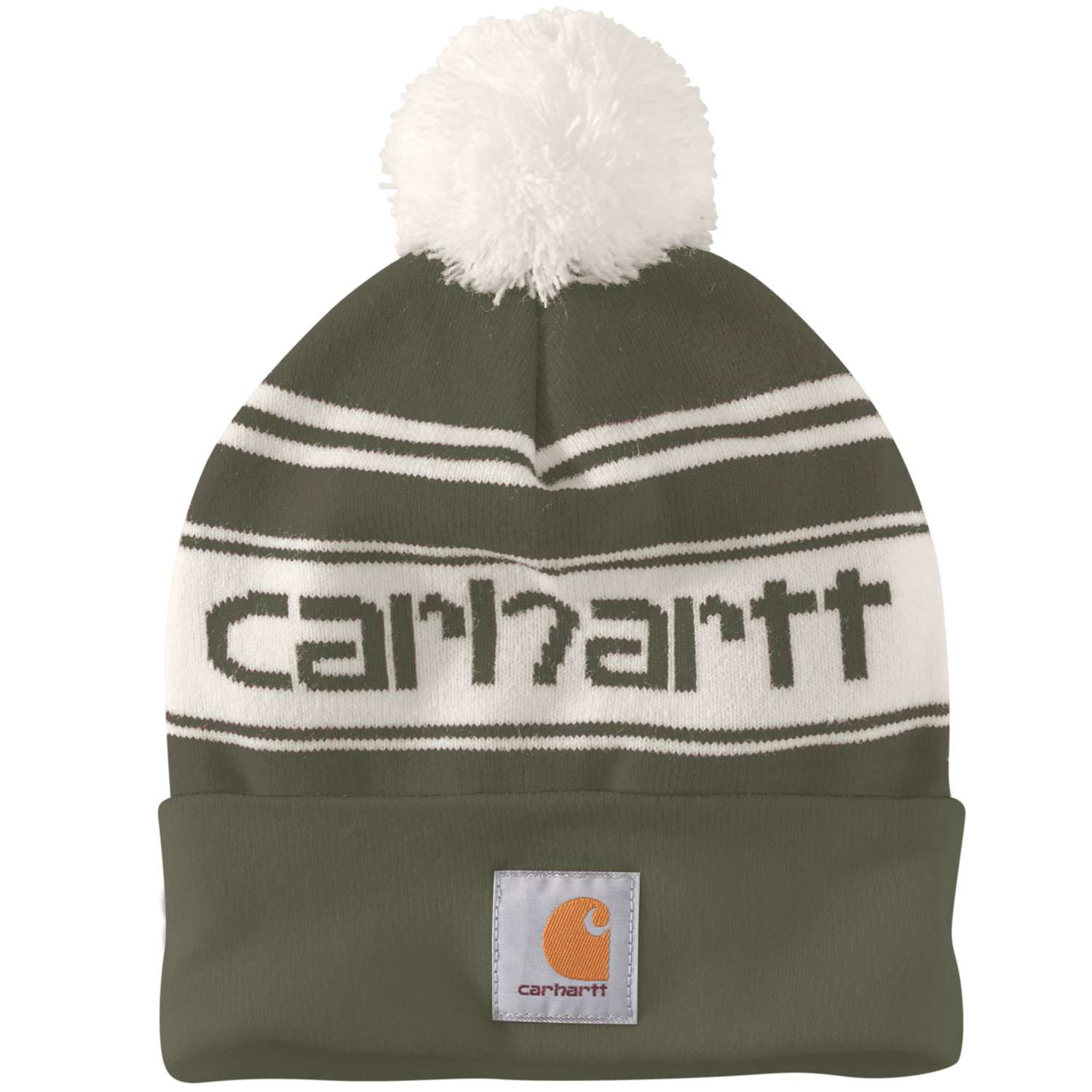 Carhartt Knit Pom-Pom Logo Beanie grün weiß