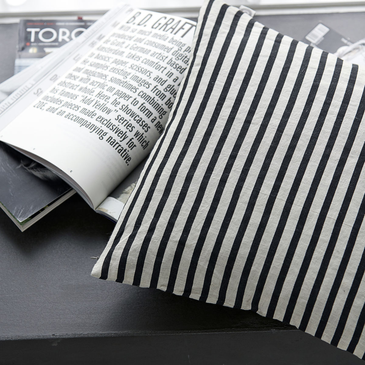 House Doctor Kissenbezug Stripe 50x50cm schwarz-grau