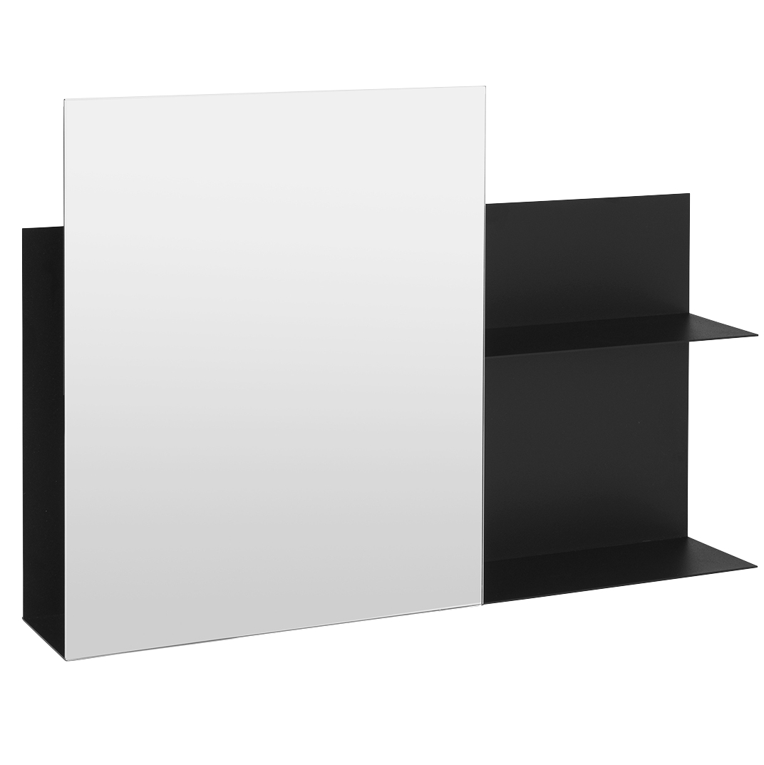 Broste Wandregal SVANTE mit Spiegel 51x9x25 cm schwarz