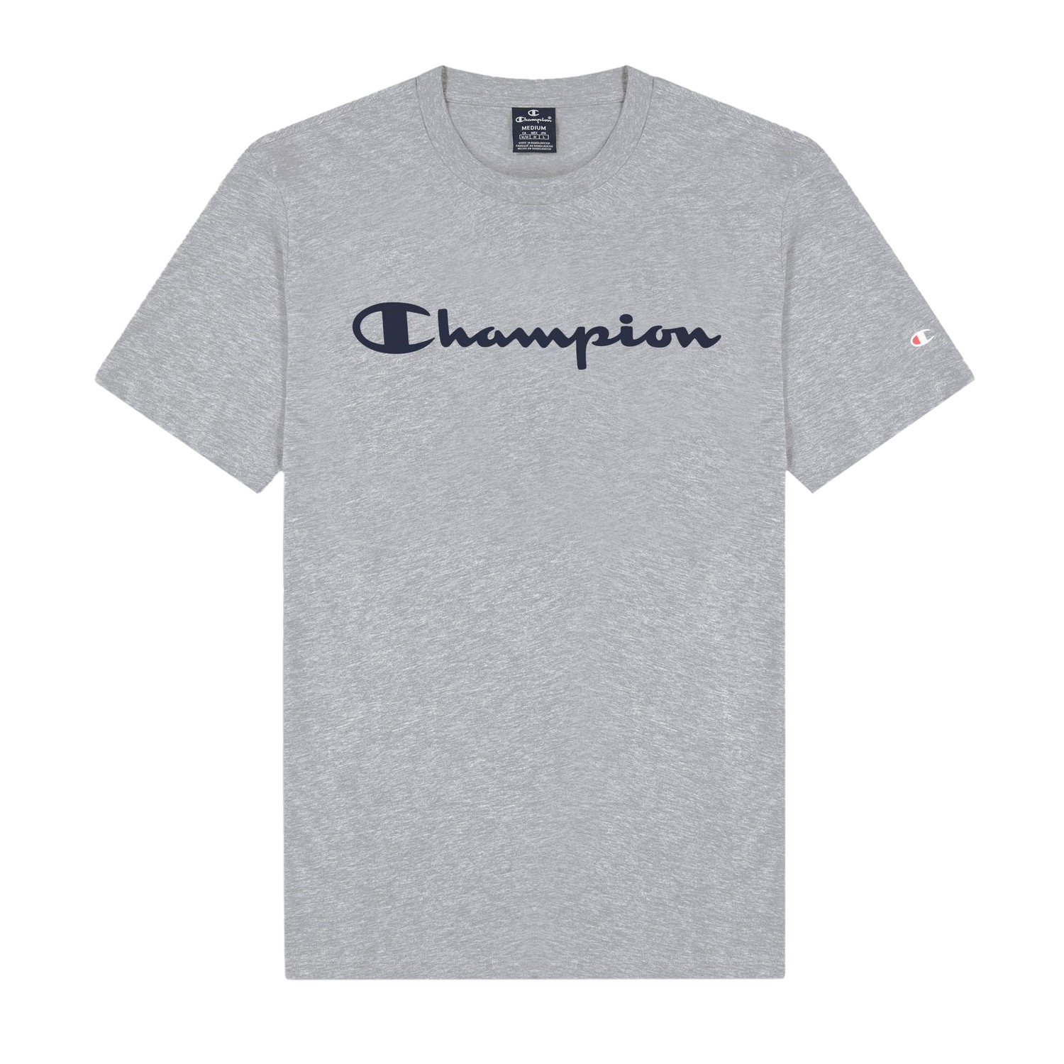 Champion Rundhals-T-Shirt aus Baumwolle mit Logo-Schriftzug hellgrau