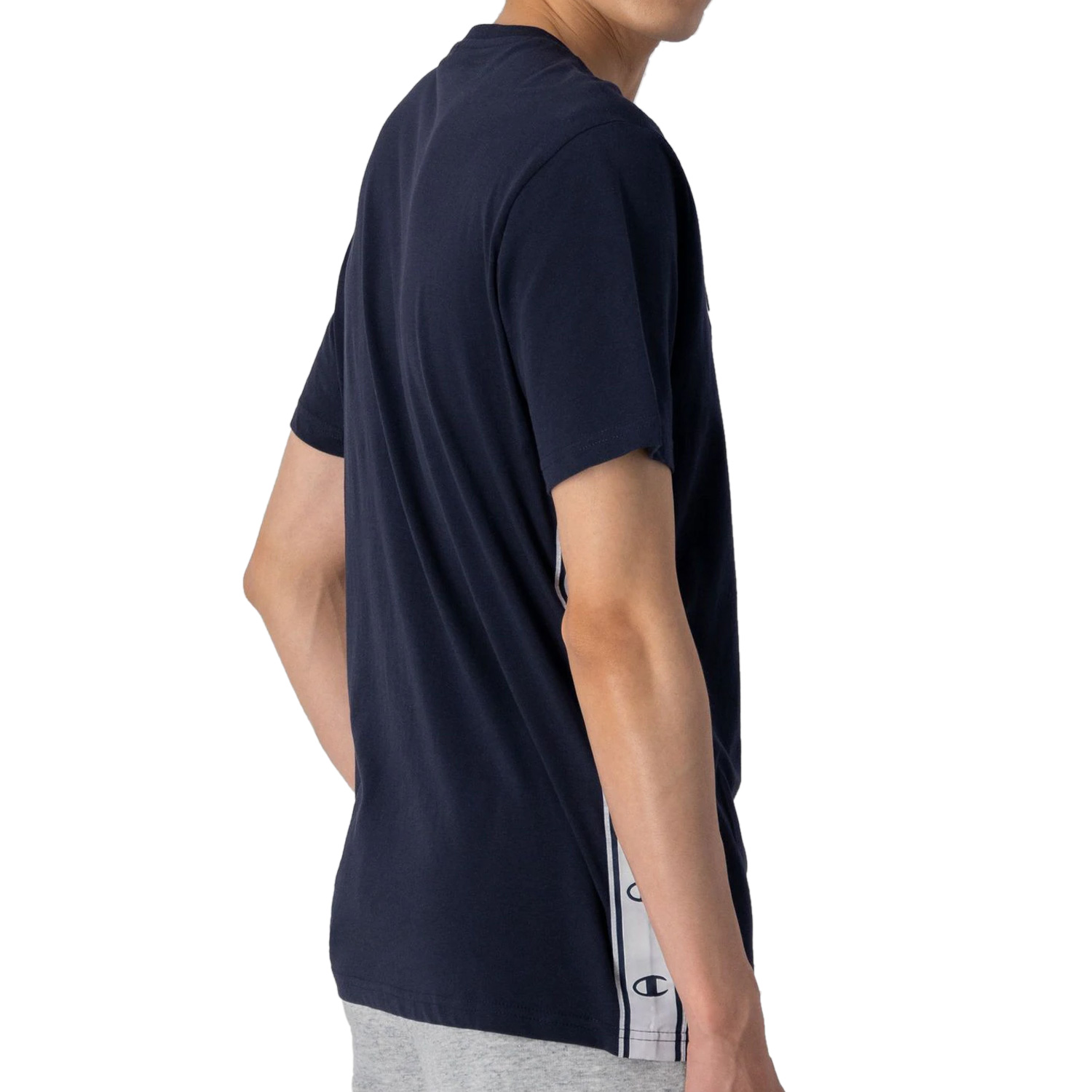 Champion Baumwoll-T-Shirt mit seitlichem Logoband dunkelblau