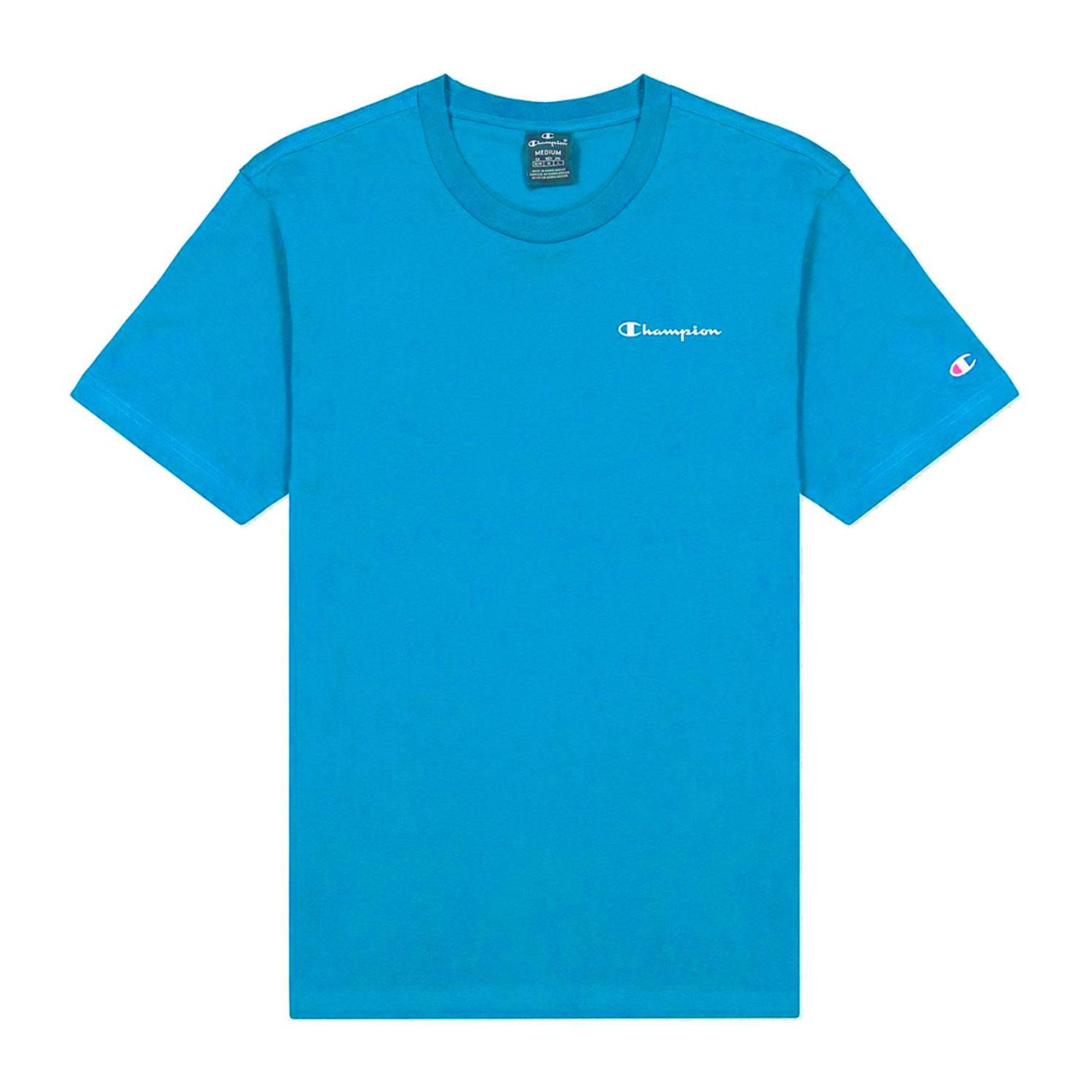 Champion T-Shirt im Comfort Fit mit Logo-Schriftzug hellblau