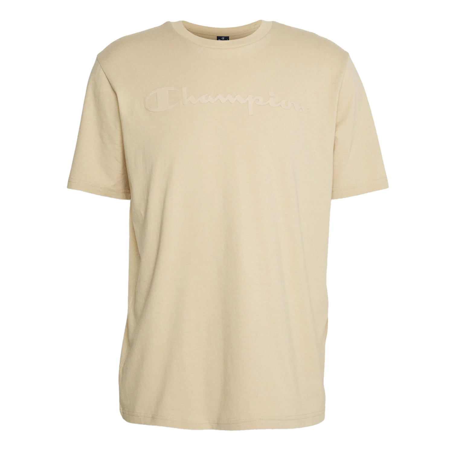 Champion Rundhals-T-Shirt aus Baumwolle mit Logo-Schriftzug beige
