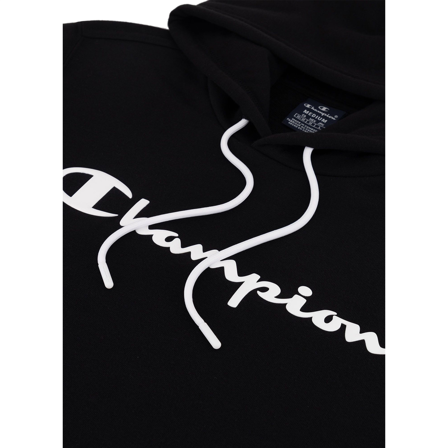 Champion Hoodie aus Baumwollmischung mit Logo-Schriftzug schwarz